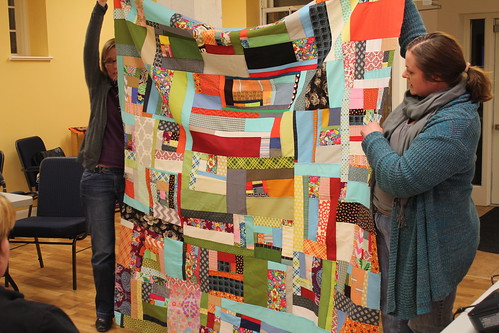 Heather shares her improv quilt that was started in her Denyse Schmidt workshop at QuiltCon